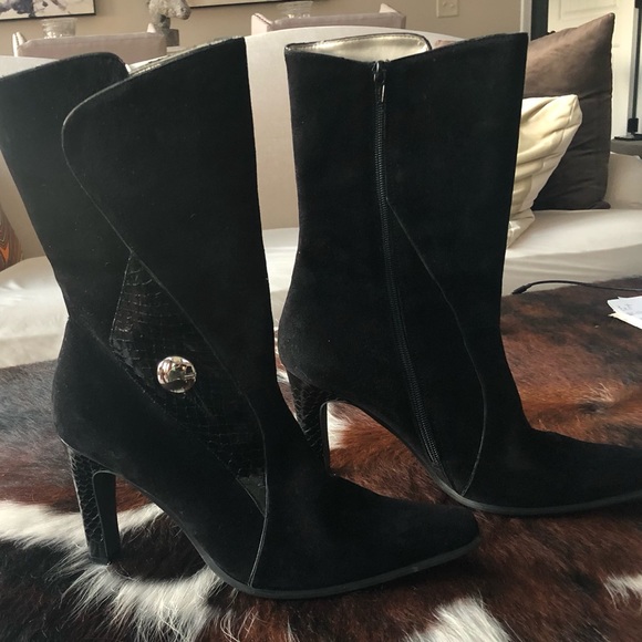 Bellini Vinnie Black Leather and Suede Boots  Sz 10 - Picture 10 of 16